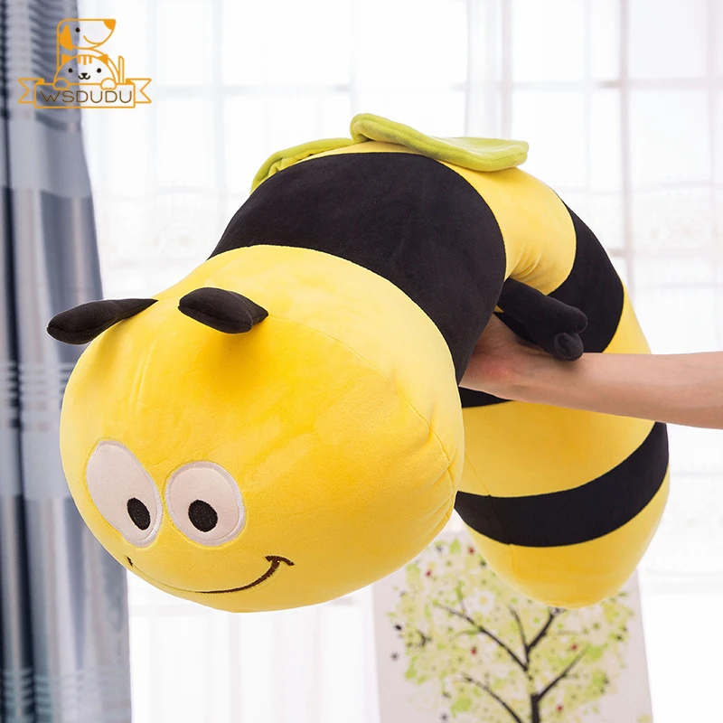 Big Bee Pillow Cute Soft Plush Stuffed Toys Animal Baby Dolls Hug Sleep Cuddle Large Cartoon Honeybee Long Cushion Children Gift