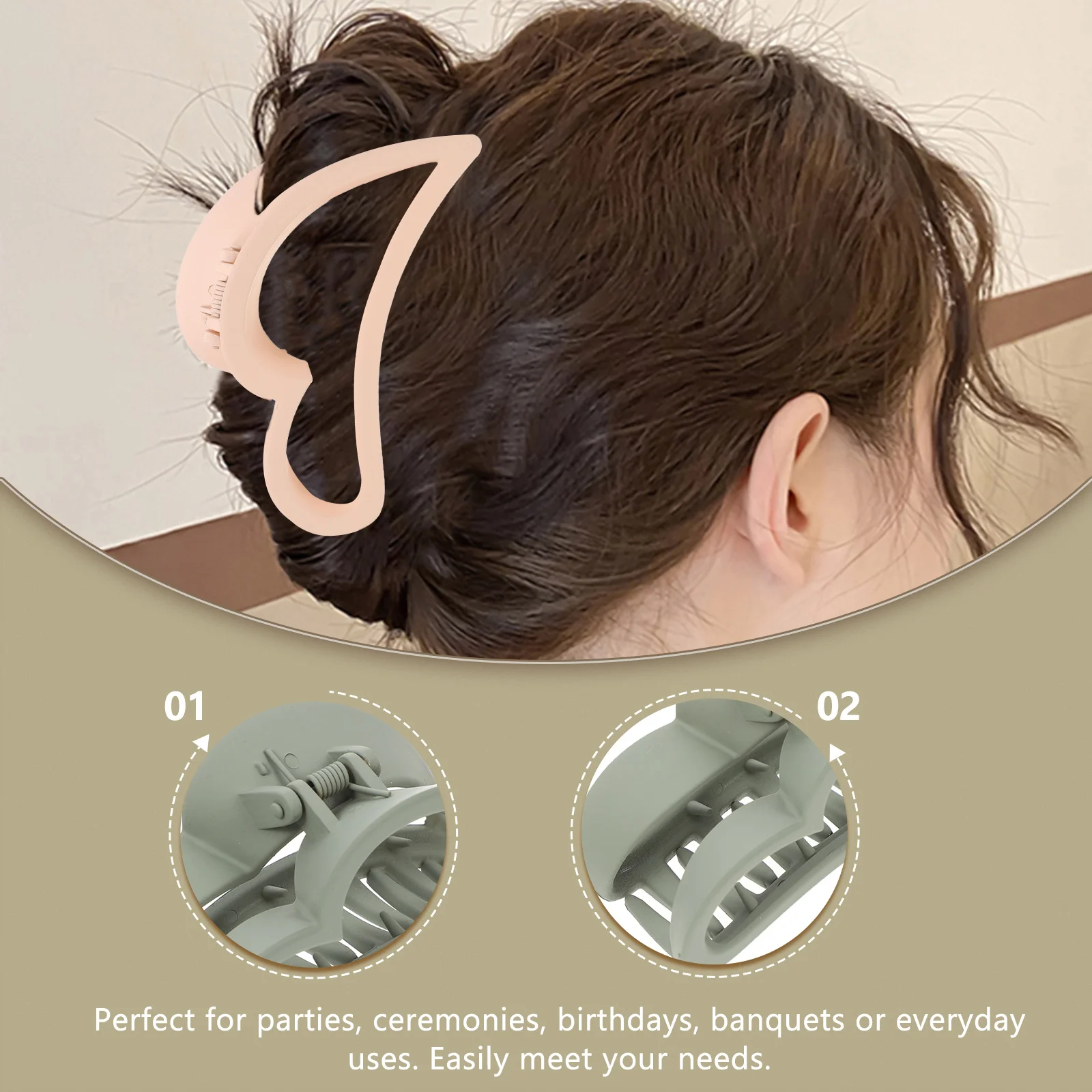 

3 Pcs Women Hair Claw Clip Large for Thick Banana Plastic Snap Women's