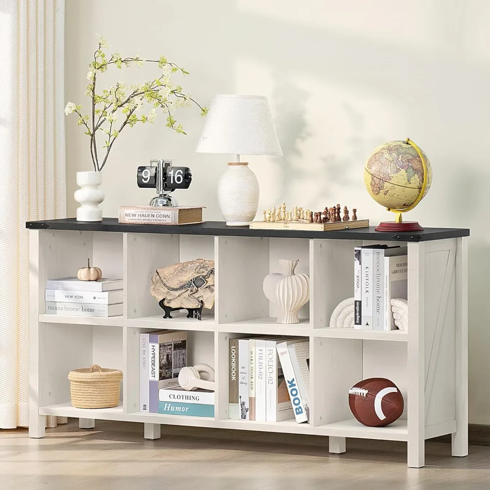 Farmhouse Wood Long Storage Organizer Bookcase, 62