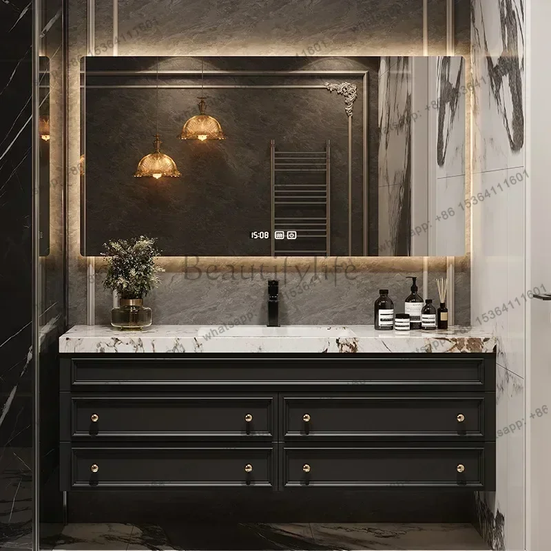LDModern Bathroom Vanity Solid Wood Boards Smart Home Improvement Furniture Fixture Bathroom Cabinets Vanities Cabinet
