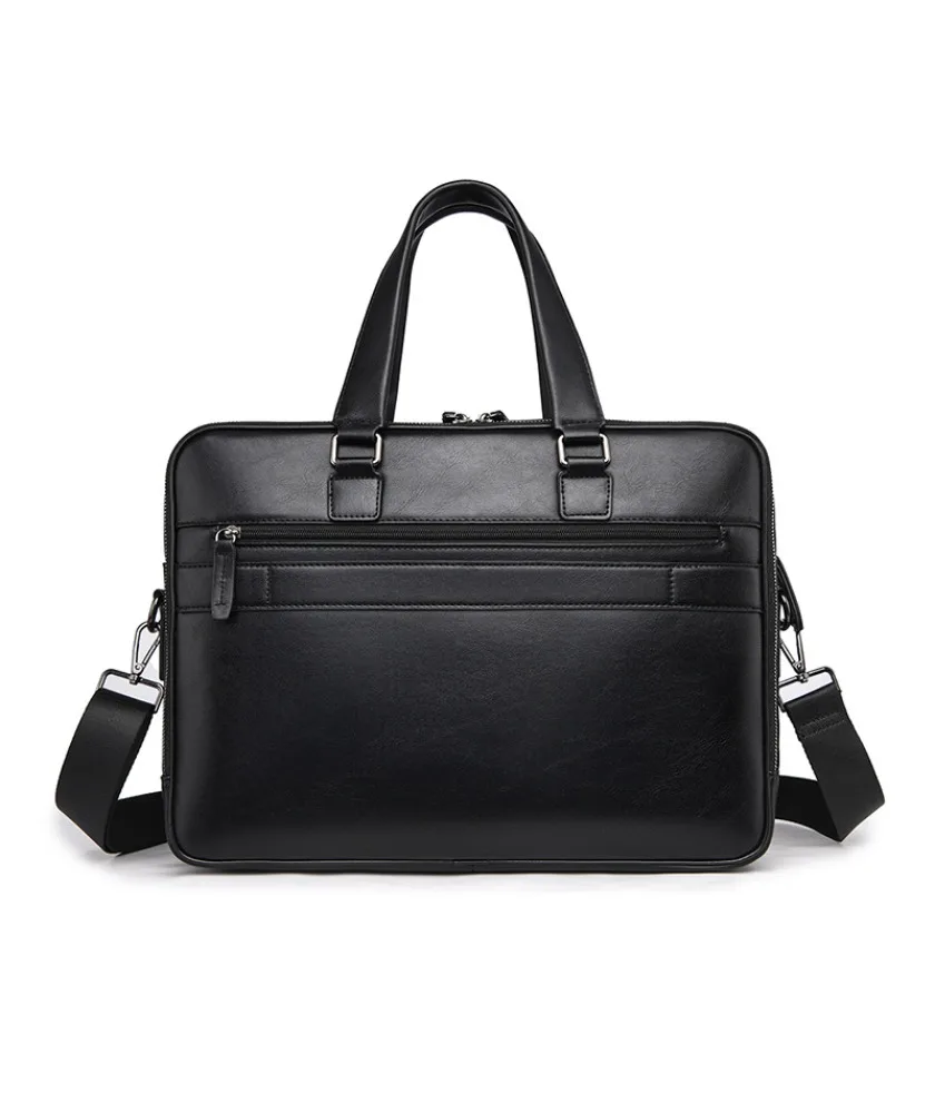 

Men's briefcase 15.6 inch PU business handbag large capacity portable document information bag matte