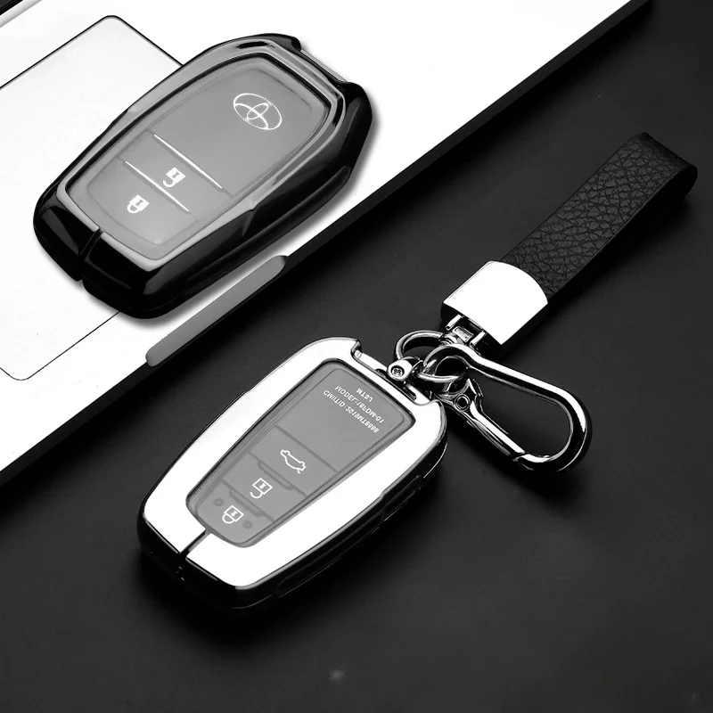 

Suitable for Toyota Titanium Alloy Car Keycases Camry RAV4 Corolla Keycase CHR Highlander Case Buckle Silicone Key Cover