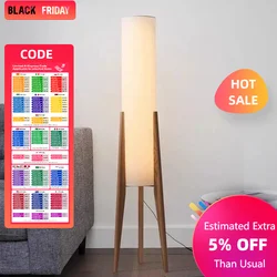 Japanese Retro Solid Wood Floor Lamp Study Hotel Art Decorative Corner Standing Lamp Living Room Bedroom Cafe E27 Lamp