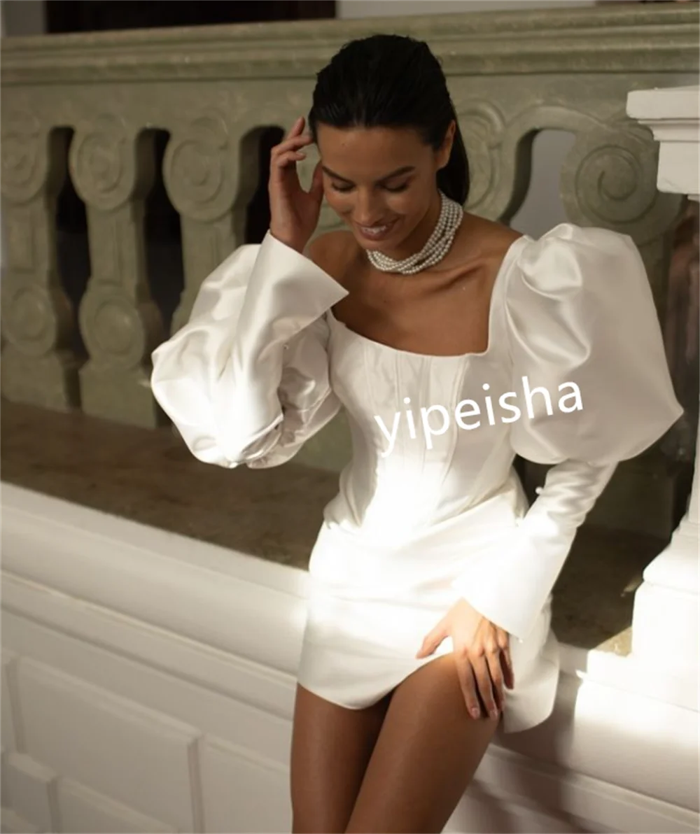 Customized High Quality Pleat A-line Square Neck Mini Dresses Celebrity Simple Modern Style Fashion Matching Exquisite Sexy