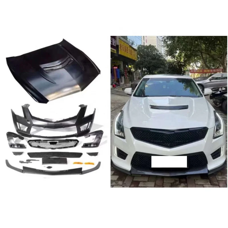 upgrade to -V model include bumper assembly with grille and front lip hood fender Body kit for Cadillac ATS 2014-2019