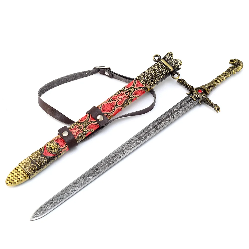 Porte-clés épée de gardien de but de 30cm, chevalier médiéval, jeu en acier Valyrian, périphériques de télévision, tout en métal, jouet épée longue Krieger, cadeaux