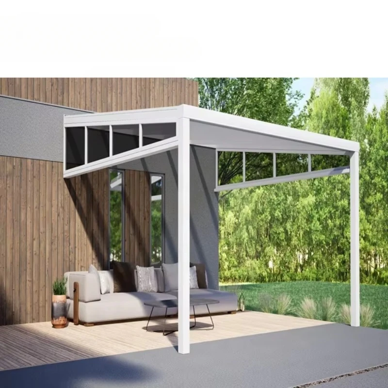 Garden Sun Shade Waterproof Aluminium Patio Roof Pergola Roofing Patio Cover Roof Aluminum Glass Outdoor Aluminum Patio Cover