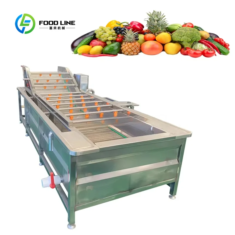 Automatic Apple Citrus Air Bubble Fruit Herbal Vegetable Washing Machine With Conveyor Belt Nozzle Spray
