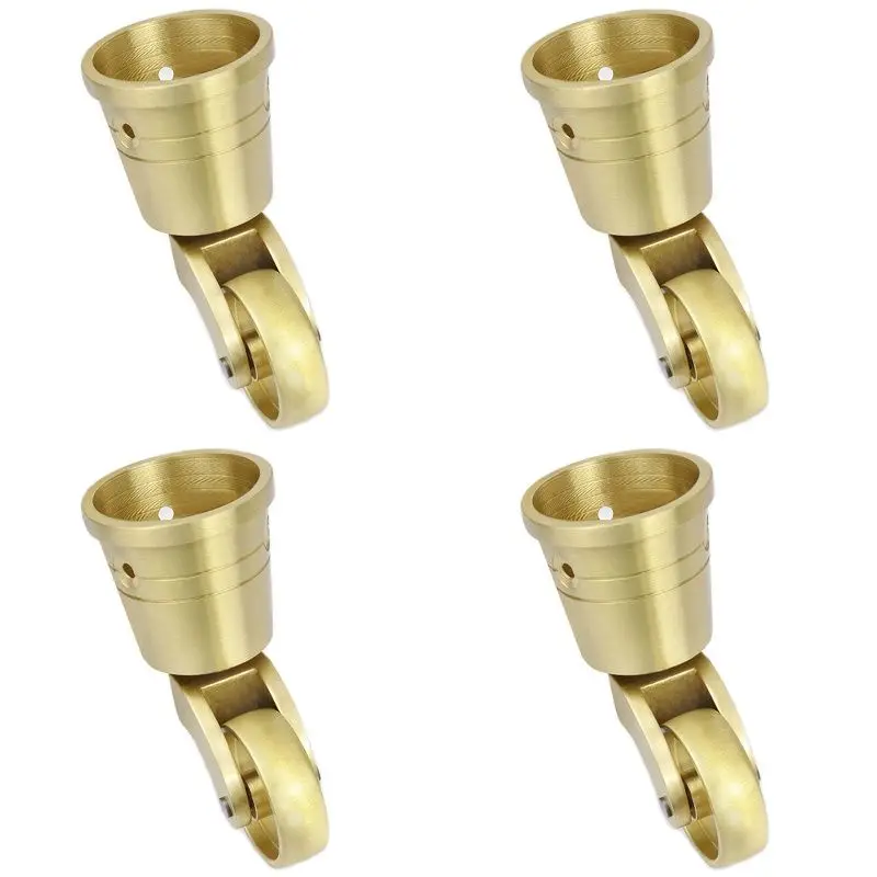 

4PCS 1.25'' Solid Brass Casters Universal Furniture Rollers Table Chair Sofa Couch Feet Castor 360° Swivel Smoothly Moving Wheel