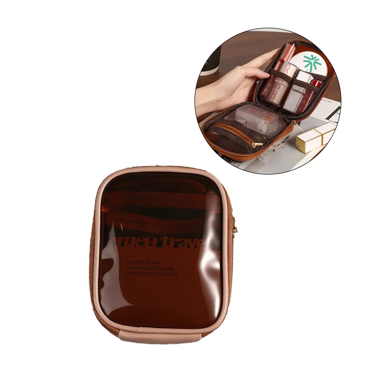 Tragbare Kosmetiktasche, Ausbesserungsgeteilte Kosmetiktasche, multifunktionale Reise-Kulturtasche, kann zum Aufbewahren von Luftkissen, Lippenstift, Parfüm, Kontaktlinsen, Kopfhörern, Datenkabeln,