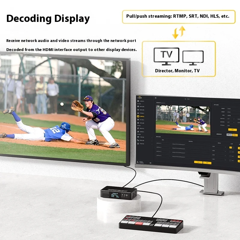 HDMI 실시간 저지연 인코더, NDI 디코더, 4K 1080P SRT/RTSP RTMP/HTTP/HLS H265 인코더 디코더, Youtubu, 페이스북 지지대