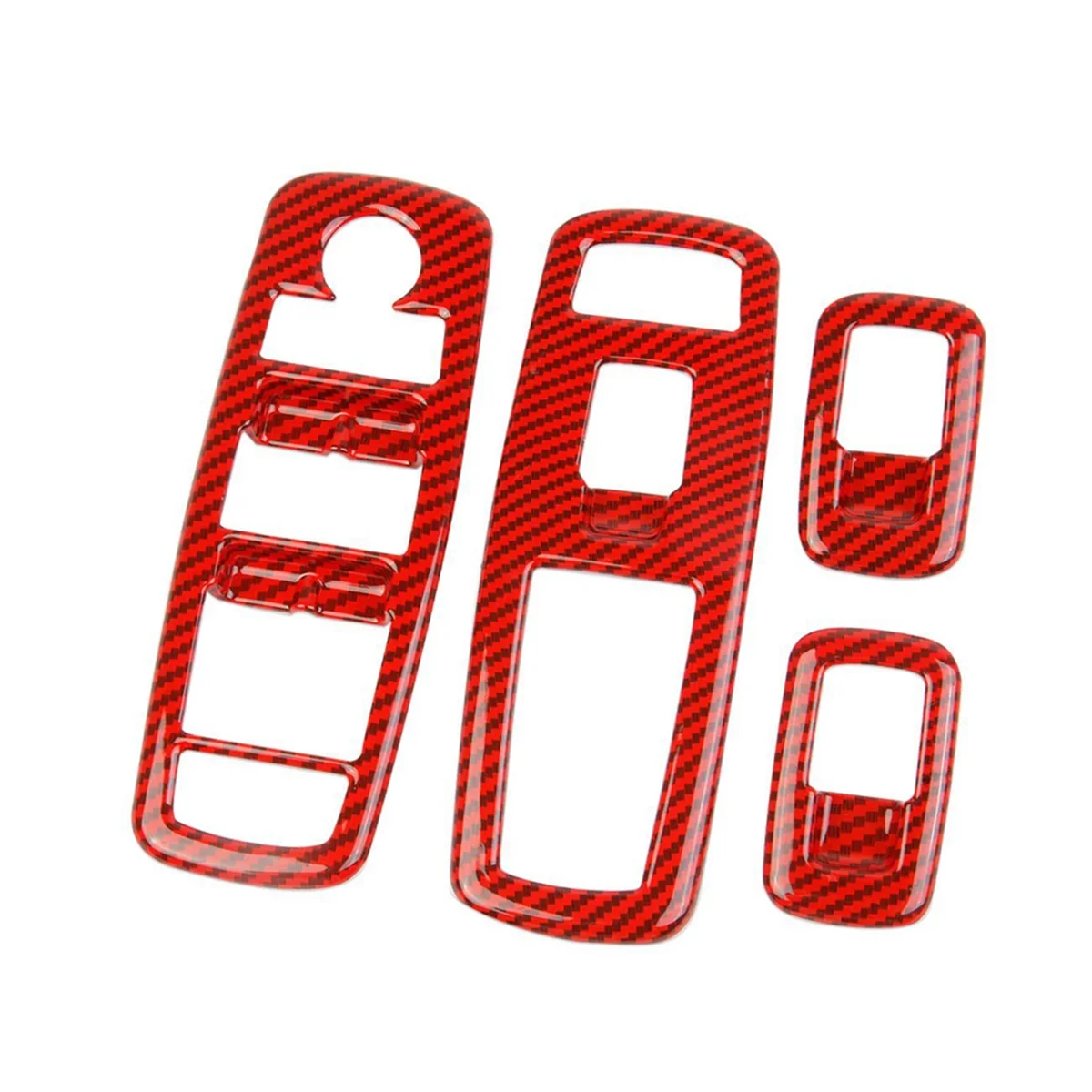 

1 Set Car Glass Switch Frame Lifter Panel Decorative Cover Red Carbon Pattern for Dodge Charger