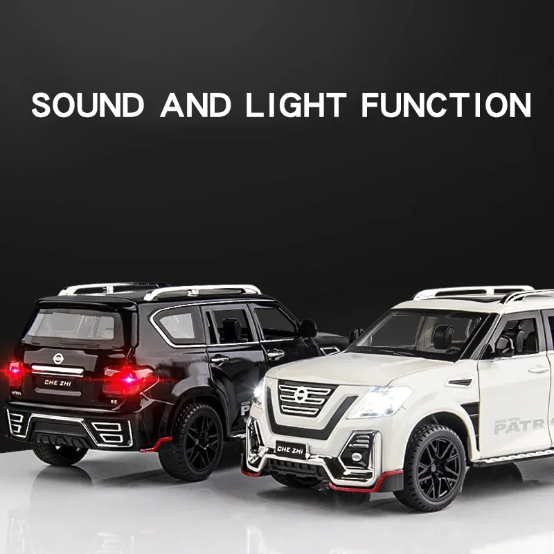 1:24 Nissan Patrol Off-road SUV Alloy Model Car Diecast car Toy Model Collectible Iron Toy Car Sound Light Car For Boys Kids C48