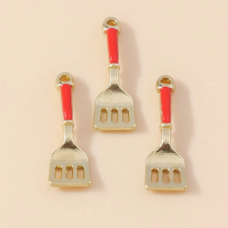 Leslie 10 Stück niedliche Emaille-Anhänger in Form von Spateln und Spiegeleierchen für Armbänder, Halsketten, Ohrringe, handgefertigte Schmuckstücke – Detail 12