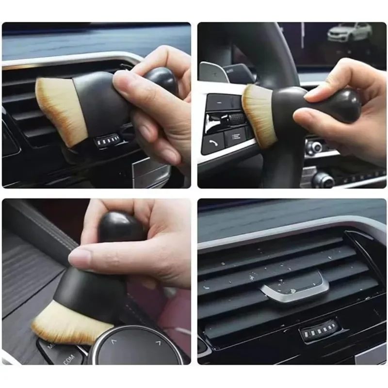 Soft Fur Car Interior Cleaning Brush with Cover Air Conditioner Vent Keyboard Camera Crevice Detailing Dust Brush