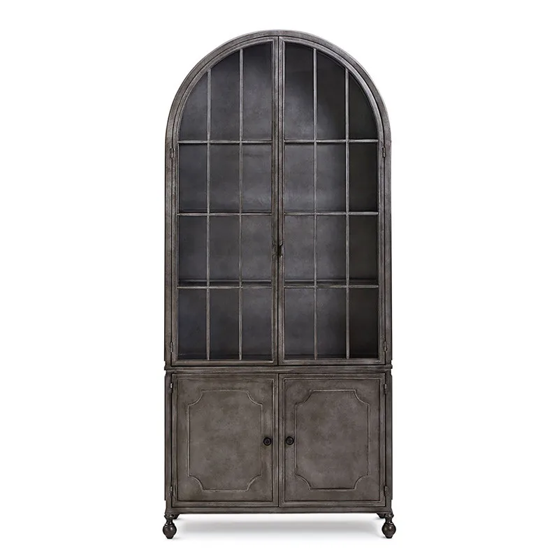 

French Retro Display Wine Cabinet Villa Display American Double Door Dining Side Solid Wood Cabinet Luxury Customization