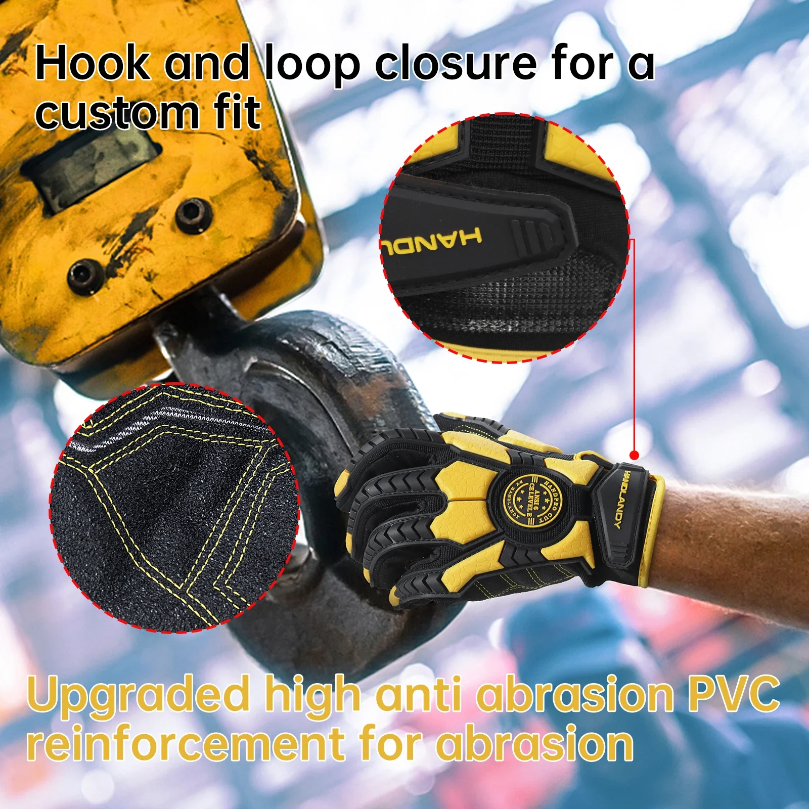 Handlandy luvas de trabalho resistentes, corte 6 luvas de trabalho de proteção contra impacto de segurança anti-abrasão luvas mecânicas de tela de toque