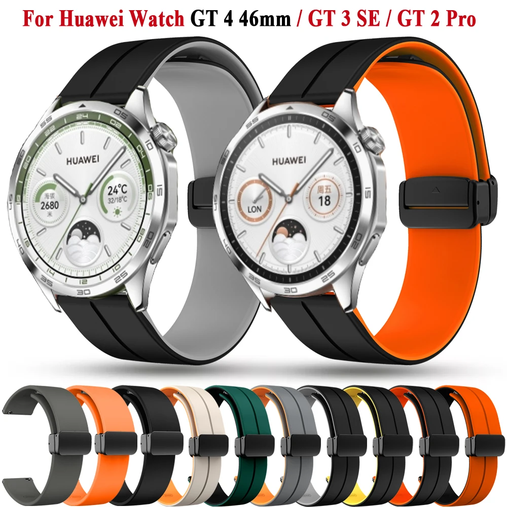 Magnetic Buckle Sport Silicone 22mm Strap For Huawei Watch GT 4 GT4 46mm Wristband Huawei GT 2 GT2 3 Pro 46mm Bracelet Watchband