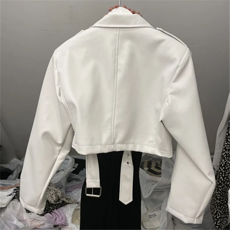 Moda zíper falso jaqueta de couro do plutônio das mulheres primavera outono nova casual cor sólida locomotiva roupas de couro casaco feminino b1419