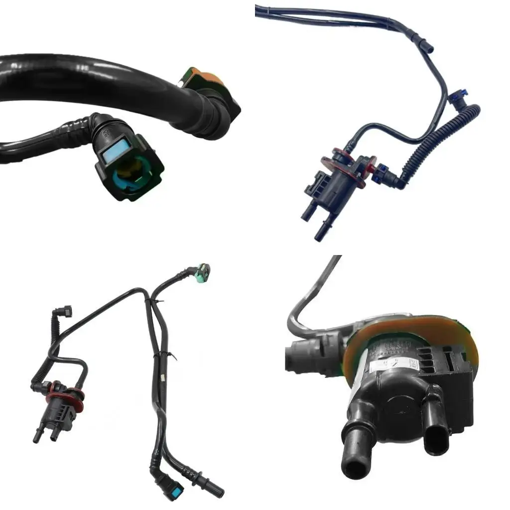 Emissions Service Purge Hose Unit L1M39B325BC Part With Hose Sections, Retaining Clips, Installed Hardware, and Link Ends for