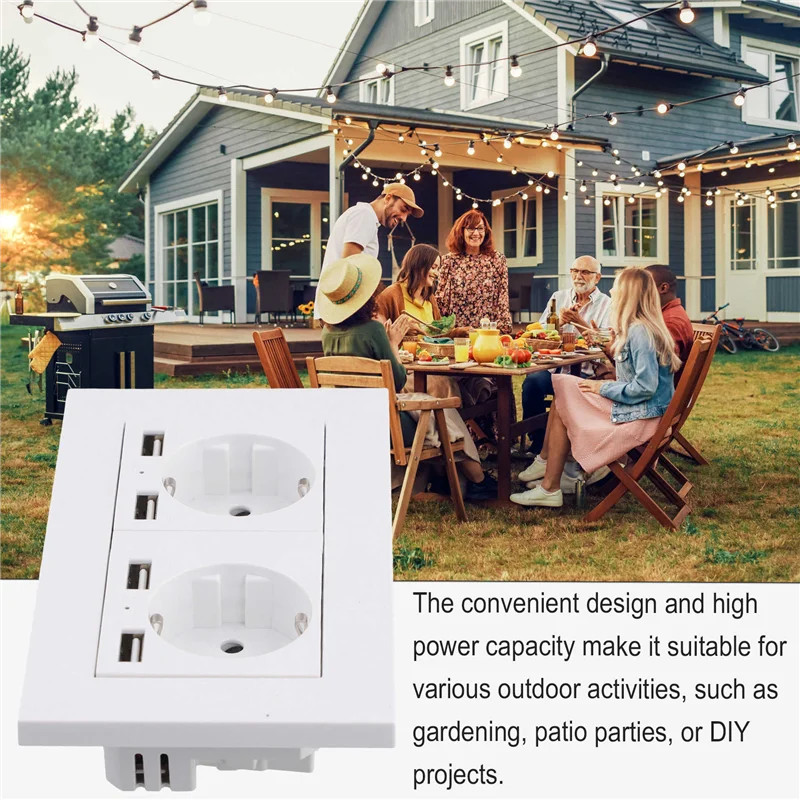 

AA01-IP66 16A 250V Водонепроницаемая наружная настенная розетка Электрическая двойная розетка с 2 USB-разъемами для домашнего сада в немецком стиле
