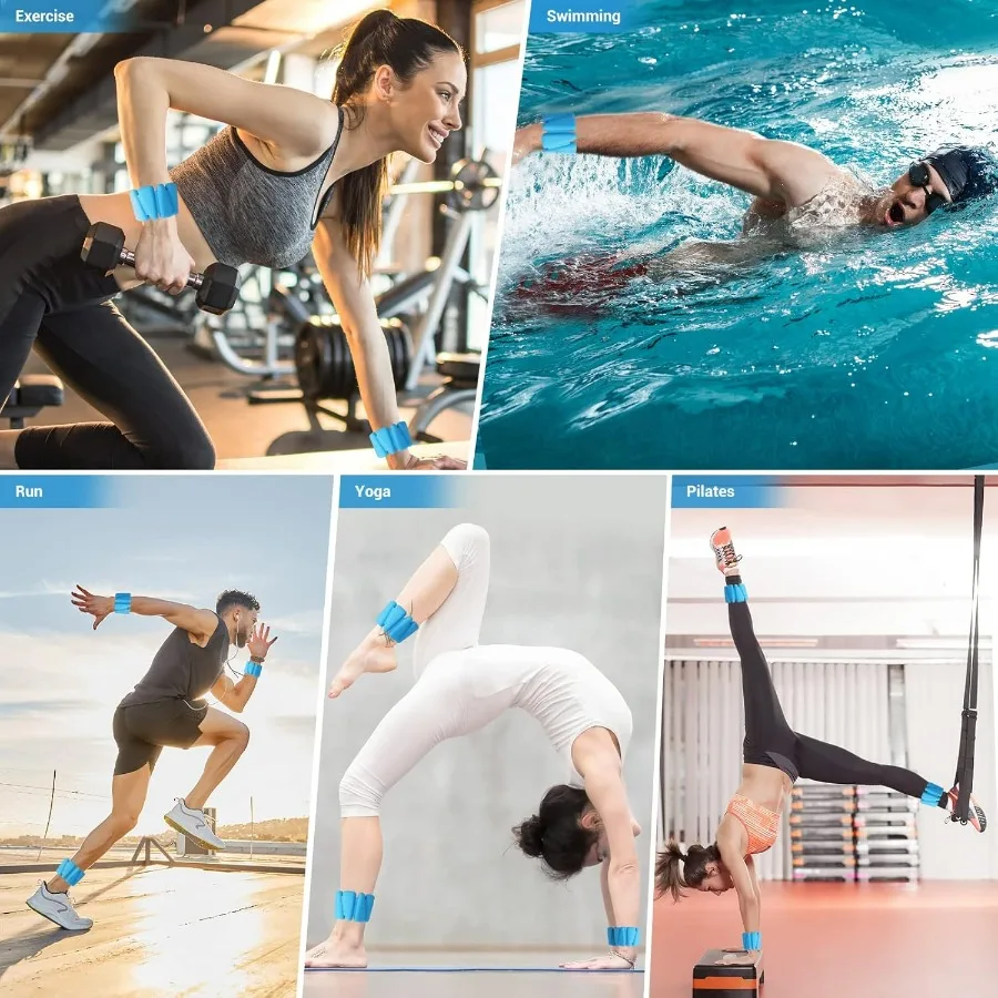 MXiiXM مجموعة أوزان معصم من السيليكون قابلة للتعديل مكونة من 2 للنساء والرجال يمكن ارتداؤها لأوزان الكاحل والمعصم مثالية لليوجا والرقص والبيلاتيس P