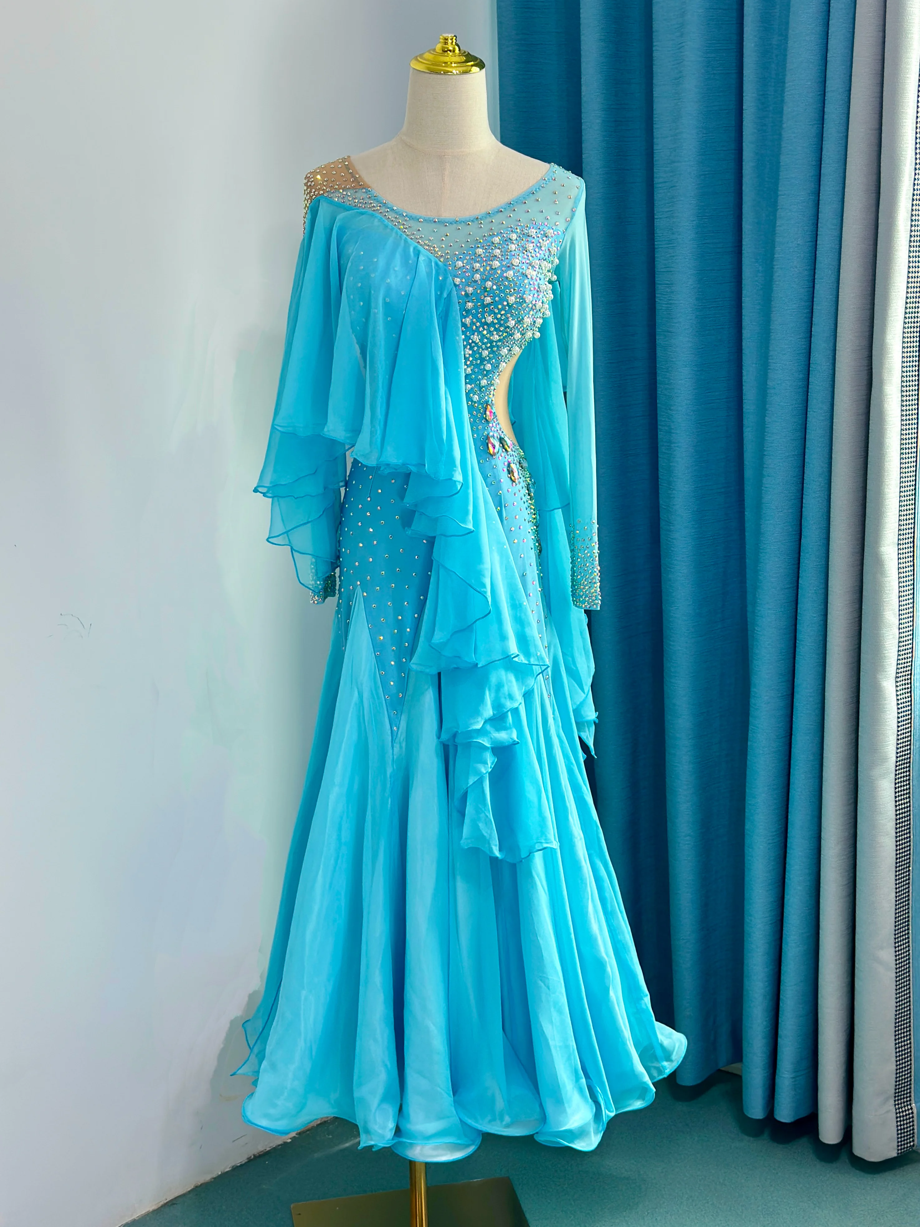 Standard Waltz Dance Dress Elegant Shiny Diamond Tango Ballroom Competition Dancing Costume Women Ballroom Dance Dresses