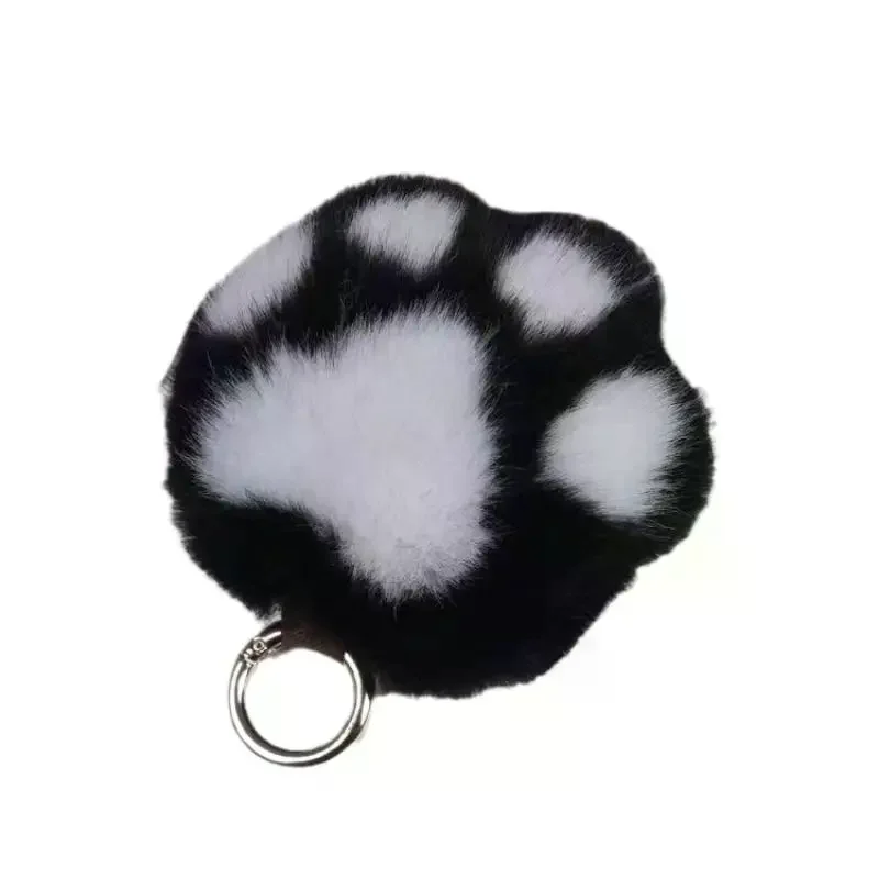 LLavero con colgante de pata de gato, llavero esponjoso Kawaii de piel sintética, bonito juguete de peluche, llavero, mochila, colgante de llave de coche