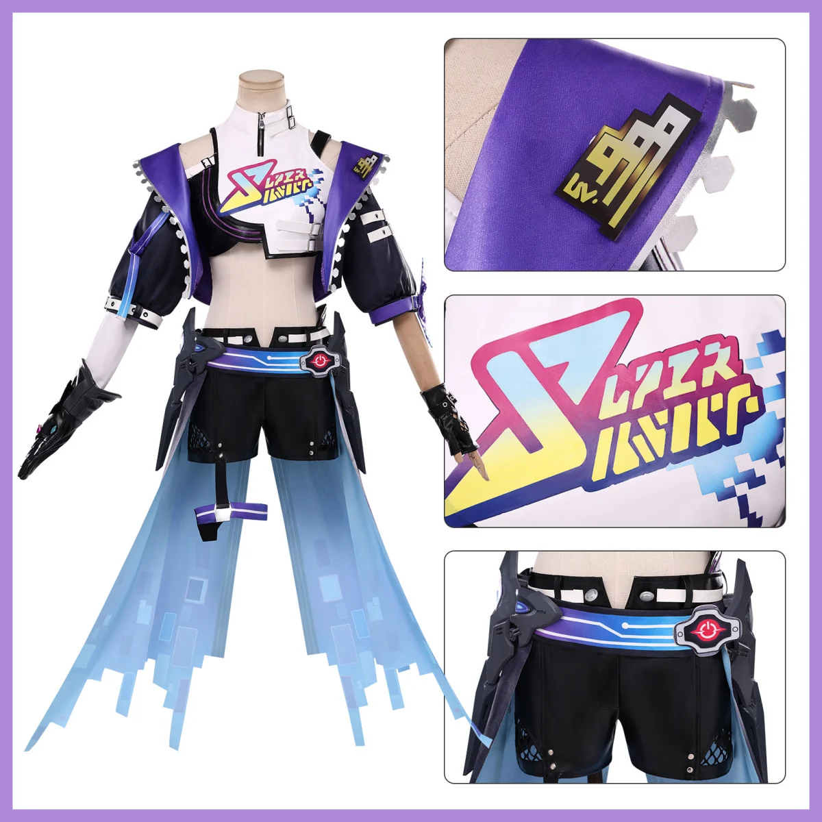 Game Honkai：Star Rail Silver Wolf LV.999 Cosplay Costume New Skin Battle Uniform Coat Shorts Wig Woman Sexy Carnival Party Suit view 2