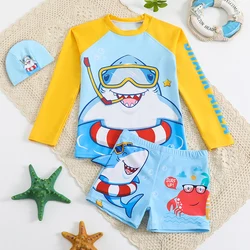 Children's Long Sleeve Swimsuit Boy Split Cartoon Summer Sunscreen Quick Drying Small Kids Seaside Vacation Set