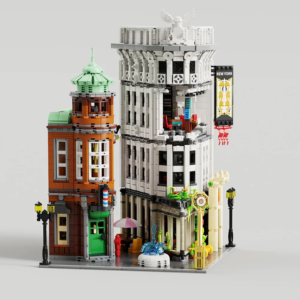 4500PCS MOC 플랫아이언 빌딩 모델 뉴욕 시티 스트리트 뷰 건축 모듈러 빌딩 블록 벽돌 퍼즐 장난감 어린이 선물