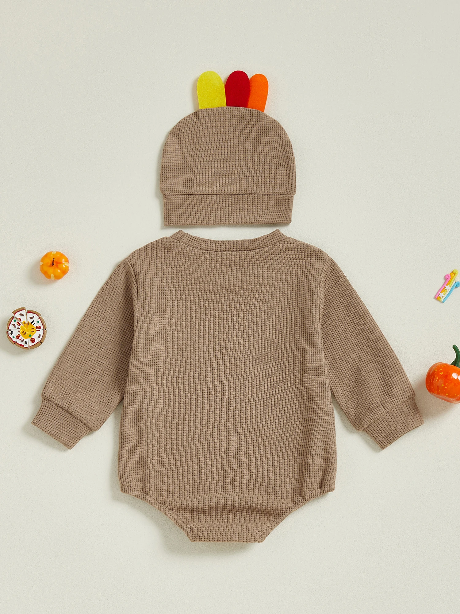 

Комплект детской одежды на День Благодарения с турецкой вышивкой на комбинезоне с длинными рукавами и подходящей шапкой для праздничного образа