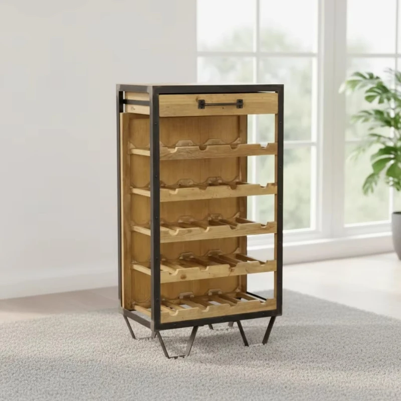 

Retro-style vertical wooden wine rack, suitable for kitchen and living room, environmentally friendly and durable
