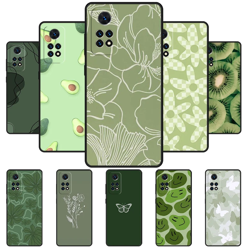 Liquid Swirl Retro Contemporary Abstract in Sage Green Phone Case For Redmi Note 11 EPro 11S 10T 9S Promax Mi 11 12X 12S Cover