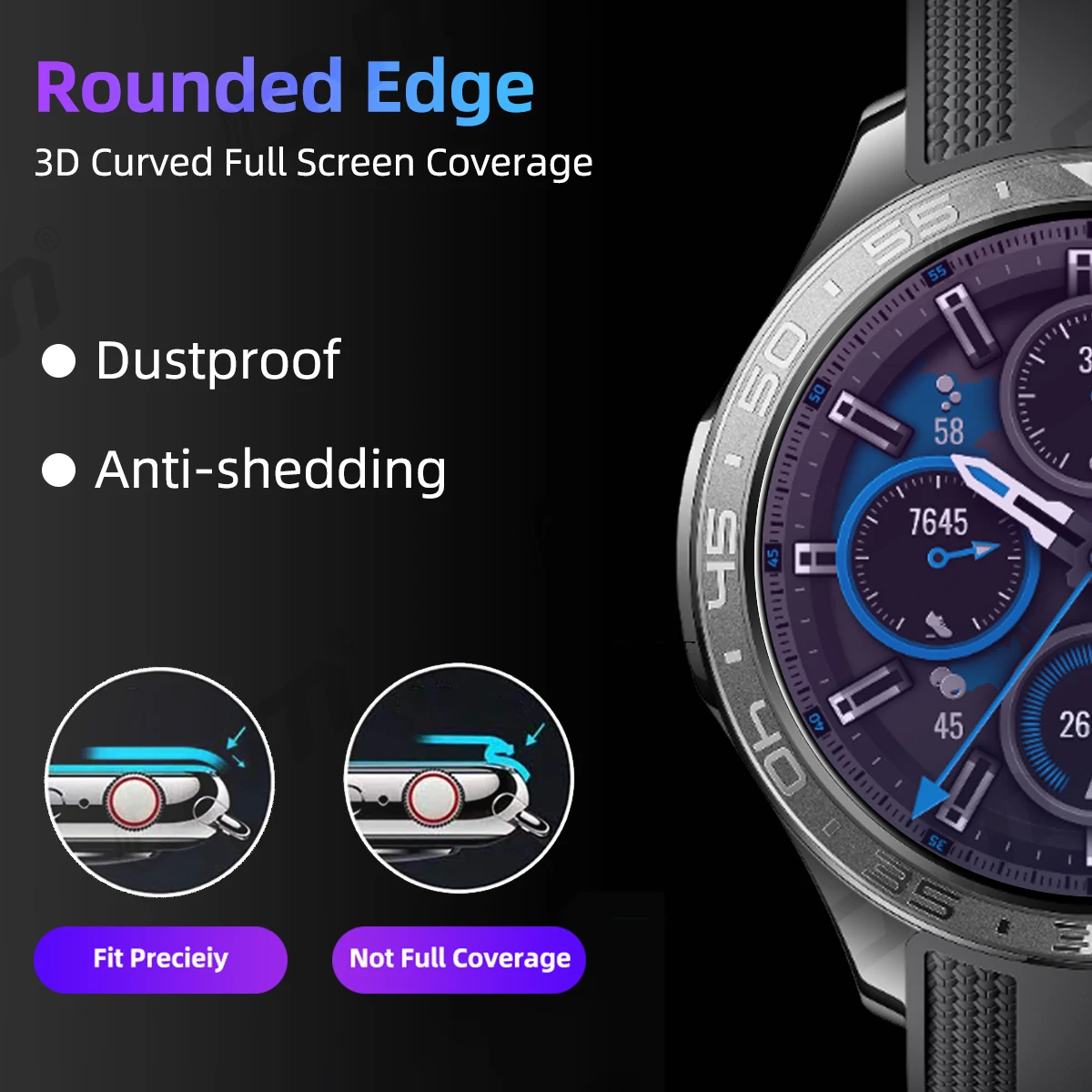 3D Protection Film for Honor Watch 5 Pro Screen Protector, Full Coverage Anti-scratch for Honor 5 Pro Accessories ( Not Glass )