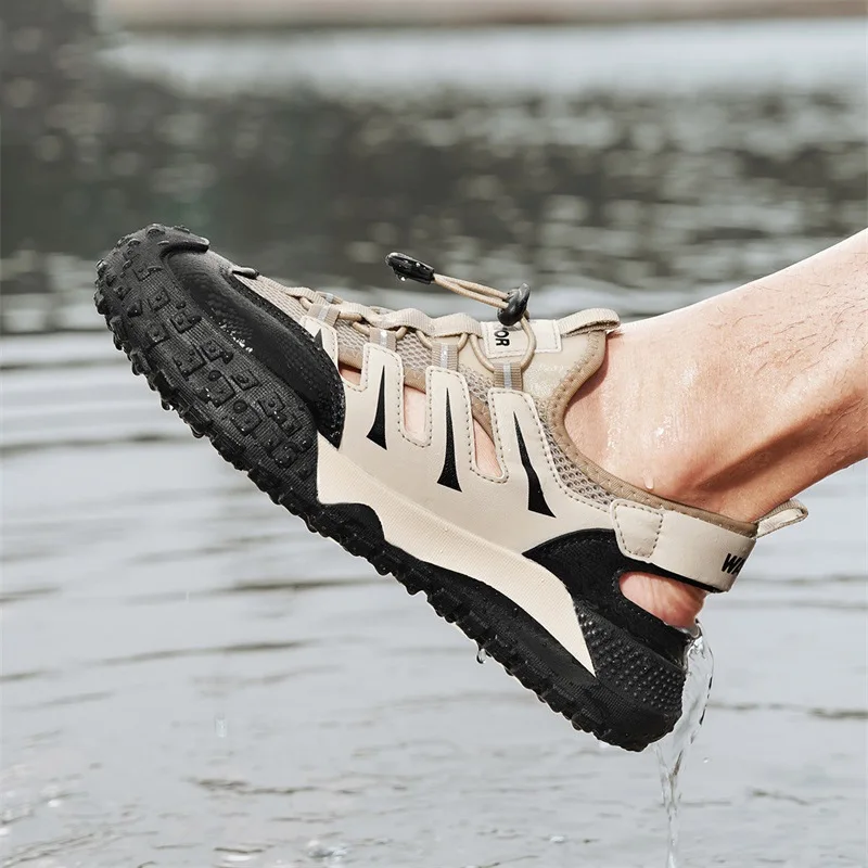 Mens Casual Sandals 2026 New Summer Breathable Mesh Hollow Out Slip On Sandals Trendy Flip Flops Cross Border Wholesale image 4