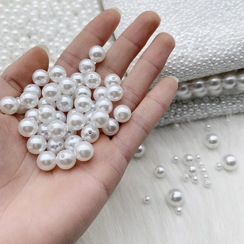 3~14mm Round ABS Imitation Pearl Acrylic Loose Beads For Necklace Bracelets DIY Jewelry To Needlework Handmade Components Making