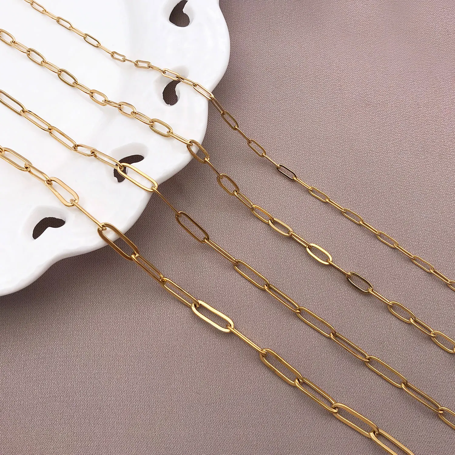 1m Stainless Steel Genuine Gold Electroplating Length 6.5-12mm Thin Frame Chain Jewelry Making DIY Necklace Bracelet Chain