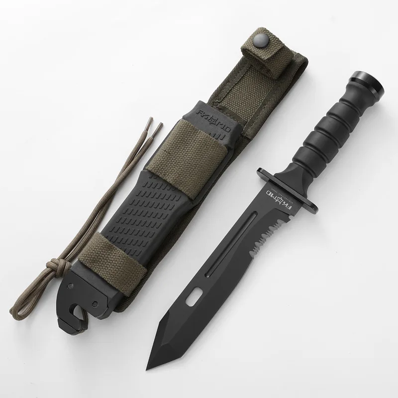 1PC High-hardness outdoor one-piece steel knife, outdoor camping adventure knife, mountaineering knife, survival knife