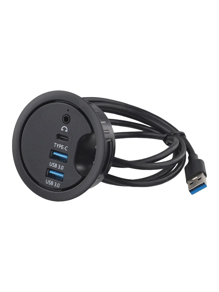 Desk Grommet USB Hub with Dual Audio Support Compact Design for Easy Device Connections on For Desktops and Laptops