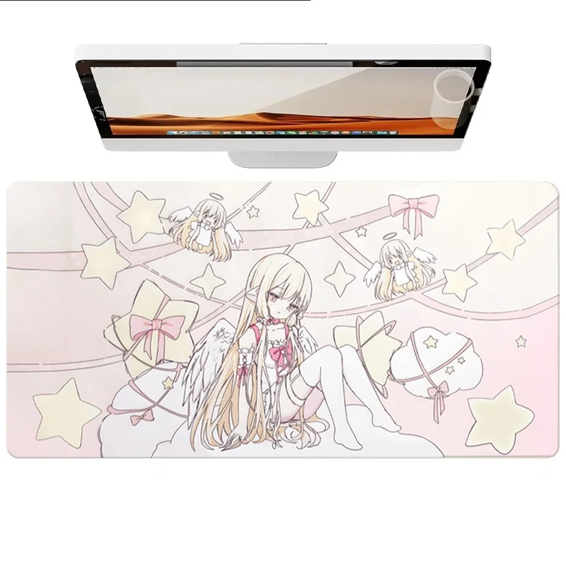 Cute Angel Girl Star Pu Leather Mousepad Office Desk Mat Mouse Pad Computer Speed Type Carpet Mat Player Laptop Keyboard Cartoon