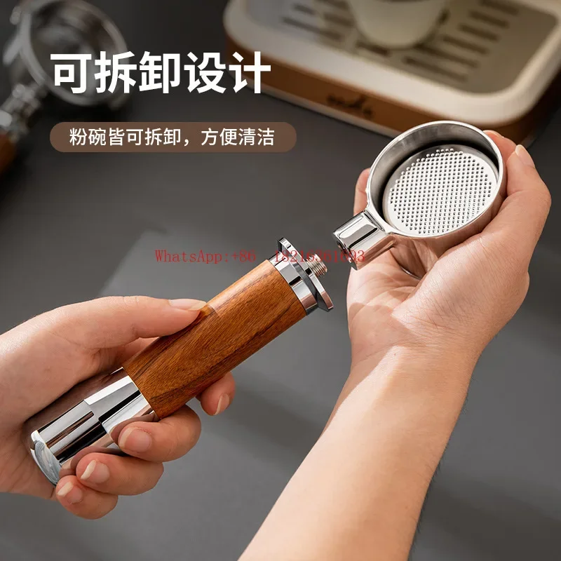 Store 1644 Removable Coffee Machine Handle Modified Solid Wood Handle Accessories Coffee Funnel 304 Stainless Steel Bottomles