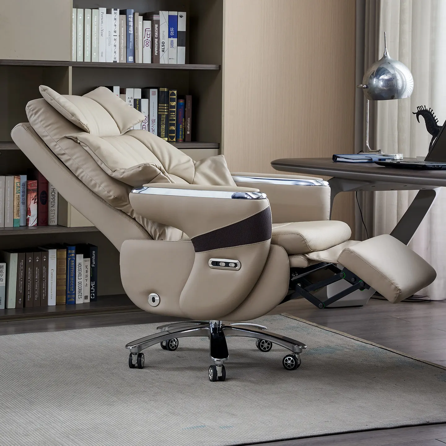 YFY leather intelligent electric business office chair computer chair massage ventilation reclining nap chair