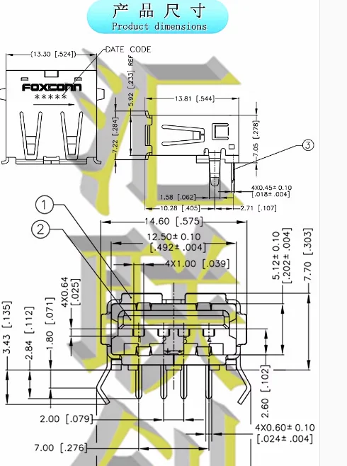 1 Stks/partij Nieuwe UC11123-11KA-4F UB11123-4K5-4F D Type USB-B Vrouwelijke 4pin Connector Nieuwe En Originele 3Dthe Printer Is Speciaal