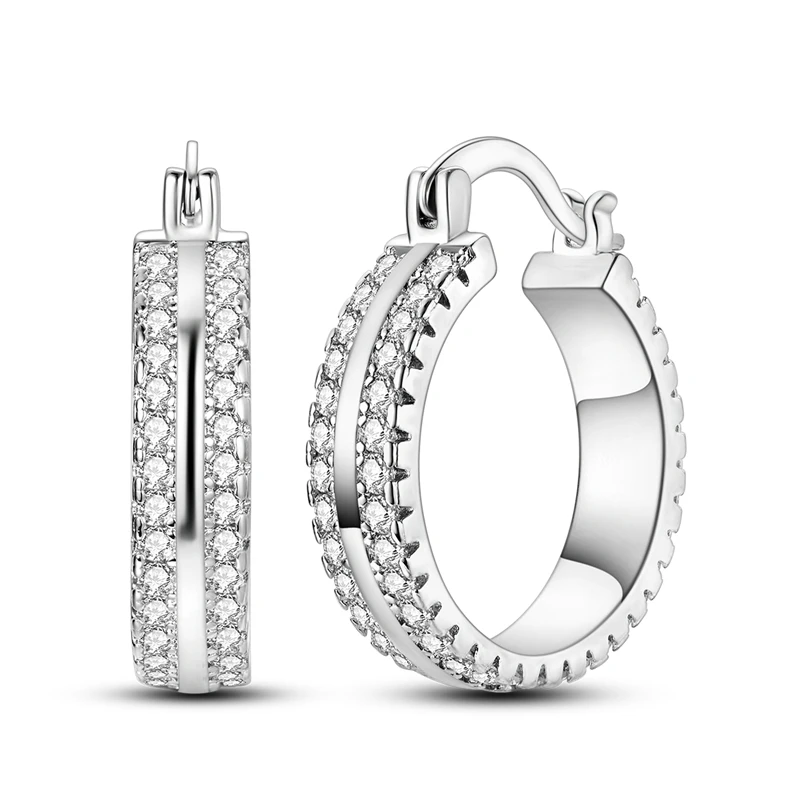 Charms Doppel-Creolen für Frauen, 100 % 925er Silber, kubischer Zirkon, Herz, Stern, Mond, Ohrringe, eleganter Geburtstagsschmuck, Geschenke – Detail 8