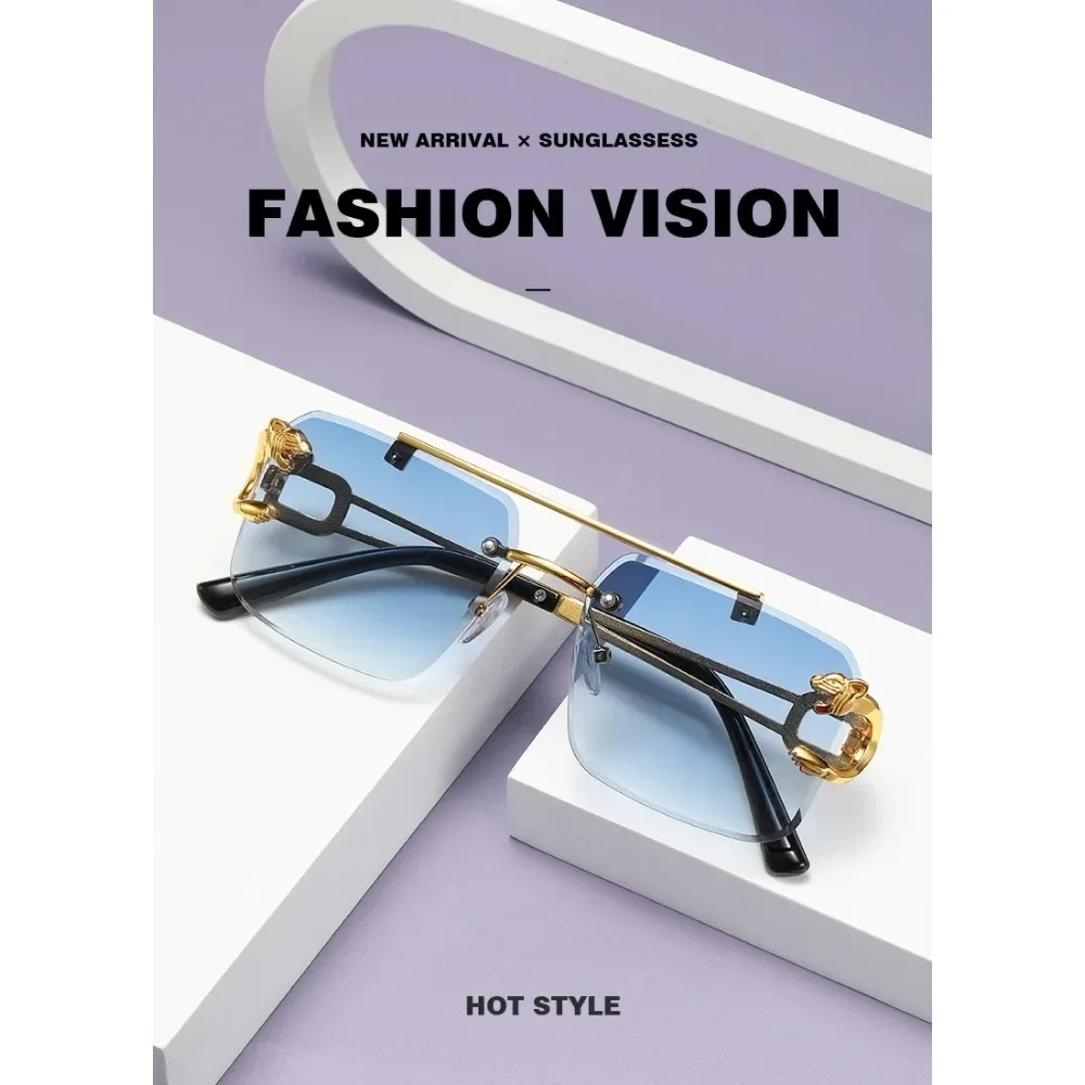 أزياء بدون شفة مربع جسر مزدوج نظارات شمسية خمر النساء الرجال النظارات الشمسية UV400