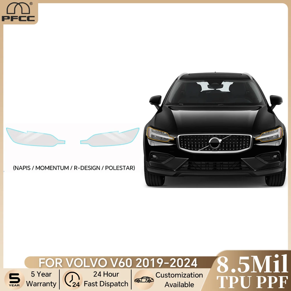 

For Volvo V60 2019-2024 Pre-cut PPF Clear Bra Headlight TPU Paint Protective Film Anti-scratch Car Accessories Invisible Decal