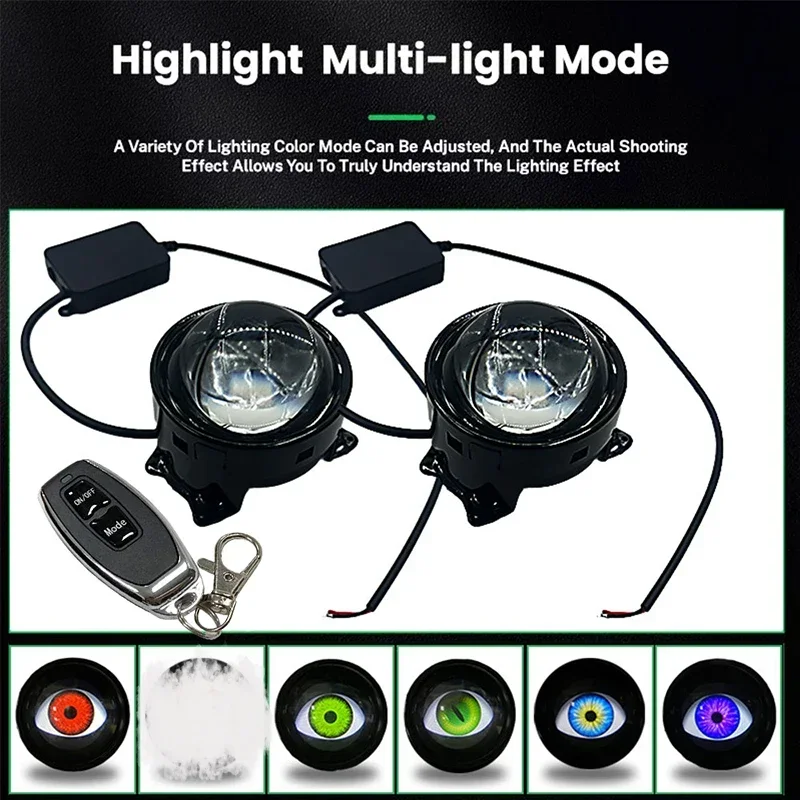 LED per auto dinamico diavolo occhio grande luce pupille dinamiche da 3 pollici faro luci per auto accessori per auto modifica telecomando