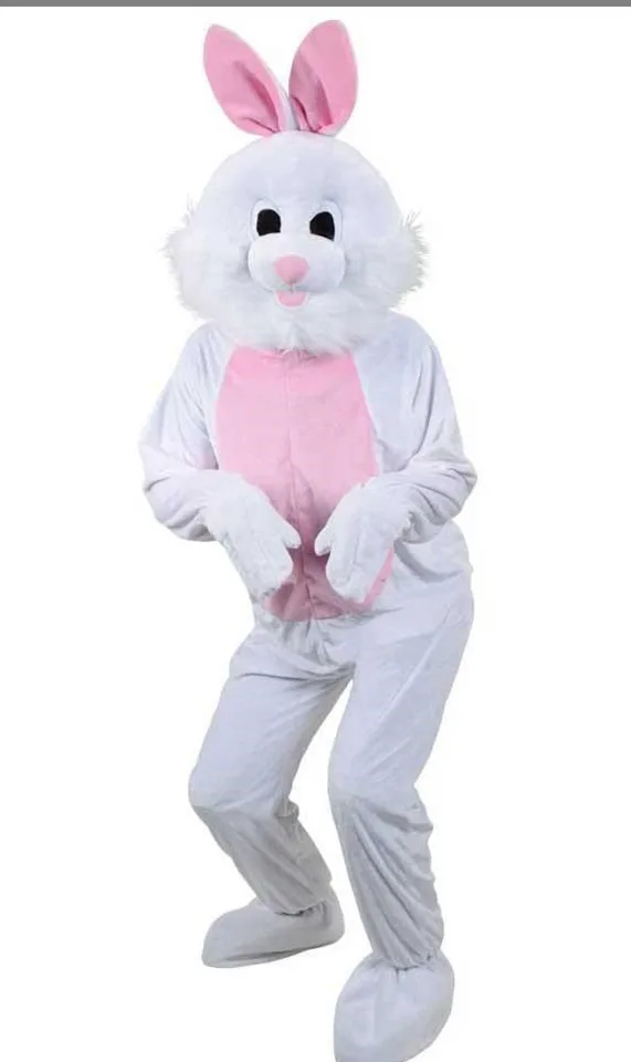 Costume de mascotte de dessin animé de lapin de Pâques en peluche pour adultes, robe de paupières de Noël, grosse tête mignonne, offre spéciale, Halloween, nouveau