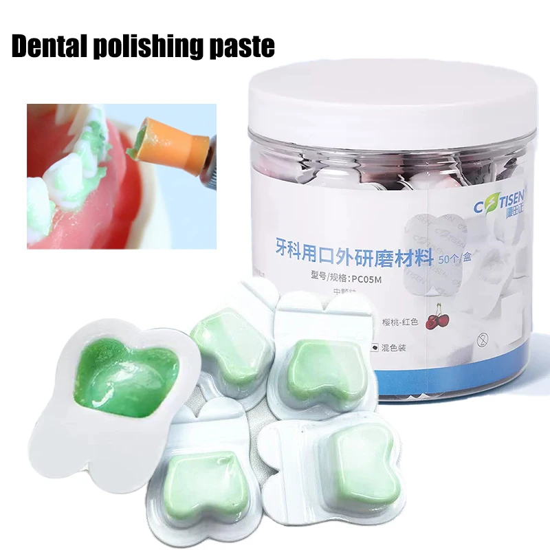 50Pcs Dental Polishing Paste – Fine & Medium Grit, Teeth Whitening, Various Flavors, Prophy Paste for Dental Clinic Use